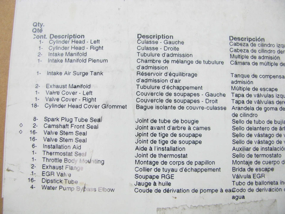 Juego de juntas de culata FEL-PRO HS26295PT para 1998-2000 Lexus GS400, LS400 SC400 4,0 L V8 Foto 3 de 3