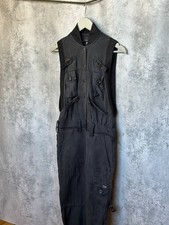 Diesel Damen Utility Jumpsuit XXS Schwarz Ärmellos Cargo Overall Bckl Details