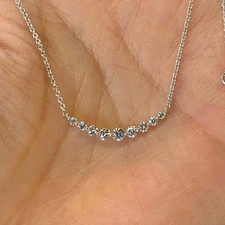 1Ct Lab Created Diamond Round Bar Pendant 14K White Gold Plated Free Chain 18''