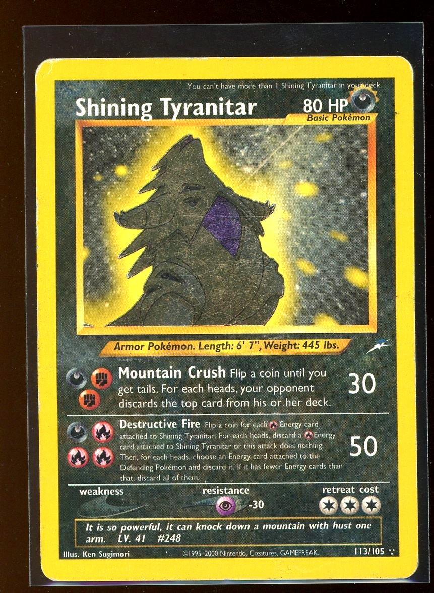 2002 Pokemon Neo Destiny Shining Tyranitar 113/105 Holo Foil