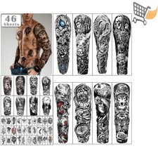 Temporary Tattoos Full Arm Half Shoulder Animal Waterproof 46 Sheets