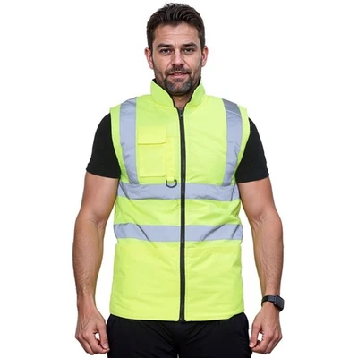 THE FINNER GROUP STORE Mens Hi Vis Bodywarmer – High Visibility Fleece Lined Reversible Safety Workwear