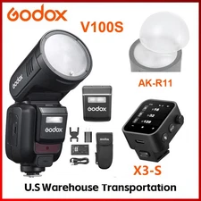 US Godox V100S 100W 2.4G Flash TTL HSS Speedlight,AK-R11 diffuser,X3-S for Sony
