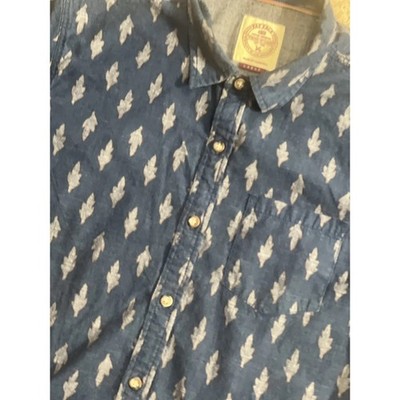 Fat Face Shirt Mens L Blue Check Short Sleeve Regular Fit 100 % Cotton Casual