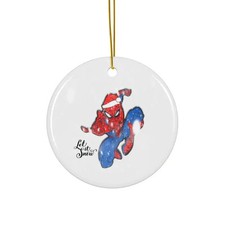 Superhero Ceramic Christmas Ornament, Unique Holiday 2D Ceramic Ornament