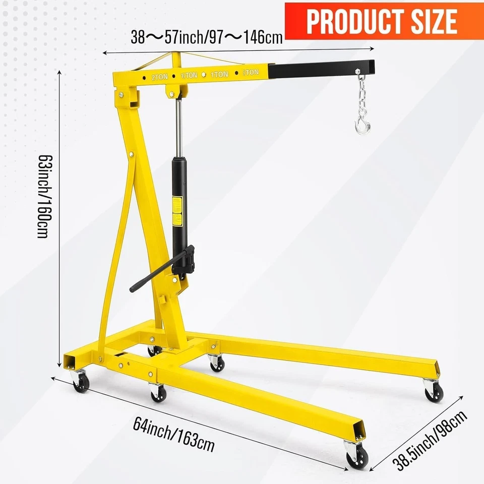 Folding Hydraulic Engine Hoist 2Ton 4400LBS Shop Crane Lift Truck Cherry Picker Foto 3 de 4