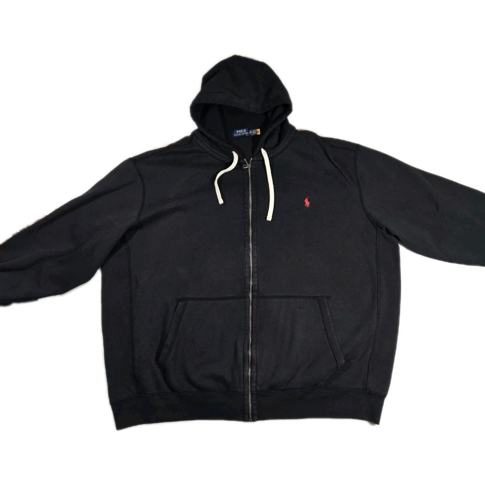 Polo Ralph Lauren Full Zip Fleece Hoodie Black Mens 4XLT - Image 2 of 4