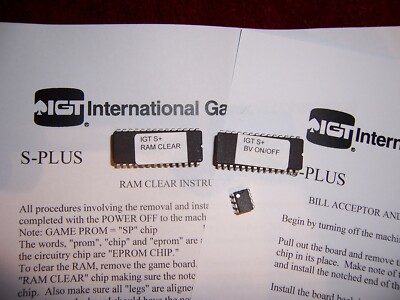 IGT S+ S-Plus Slot machine RAM & BV Bill Validator clear set chips & EEPROM