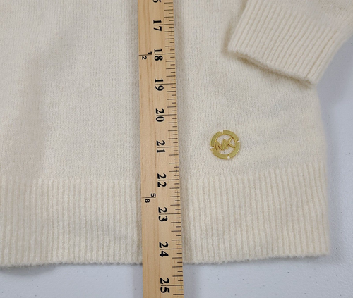 Michael Kors Camel & Wool Blend Ivory V-Neck Pullover Sweater Women's XS NWT - Picture 6 of 10