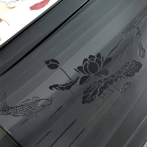 80cm*35cm Natural Stone Tea Tray Fish Lotus Flower Carved Serving Tray Handmade - Picture 5 of 5