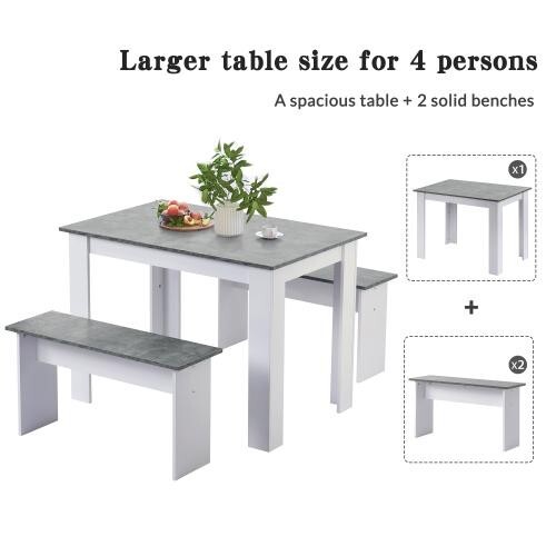 Modern Marble Dining Table Set with Benches for Kitchen Small Spaces - Picture 5 of 14