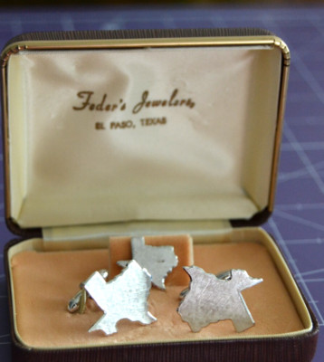 Vintage D&B Dolan Bullock STATE OF TEXAS Sterling Cufflink Tie Tack Set Signed
