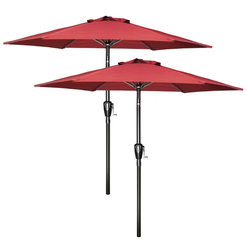 7.5ft/9/10ft Tan/Red Patio Umbrella Dining Table Outdoor Market Umbrella w/Crank - Bild 13 von 44