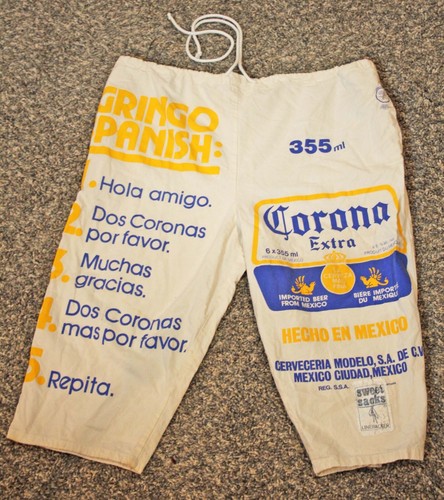 Corona Extra Bier Werbehose Shorts Baumwolle Kordelzug - Bild 1 von 7
