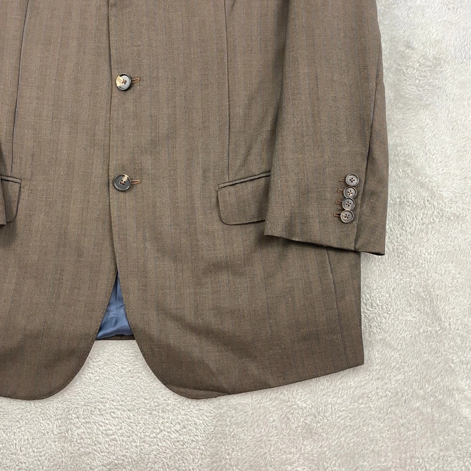 Blazer de lana Gianluca Isaia Napoli abrigo deportivo para hombre 54/44 marrón azul rayas Italia Foto 4 de 4