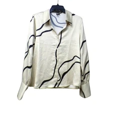 Vero Moda Merle Abstract Print Button-Up Shirt, Pumice Stone Aop Rag, Sz. M