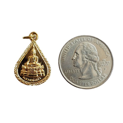 Buda Yantra Yant Amuleto Tailandés Año 2000 LP Presa Cobre Chapado en Oro Colgante - Imagen 8 de 8