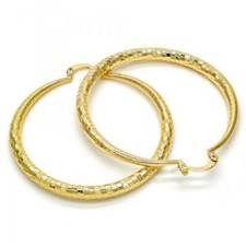 Women 4mm Diamond Cut 14K Gold Filled Medium Large Round Hoop Earrings 50mm-80mm