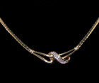 18K Yellow Gold Diamond Choker Necklace Vintage 16" Long Chain Baguettes