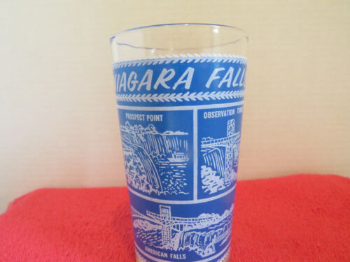 Vintage Niagara Falls Souvenir Glass Blue/White - Picture 1 of 12