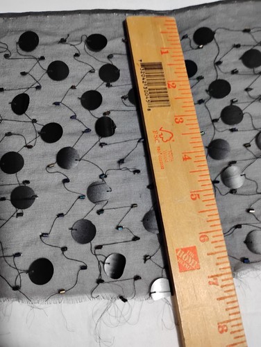 6′′ x 42′′ RESTE SCHWARZ SEIDE CHIFFON STOFF HAND PERLEN PAILLETTE BAUMELNDE PAILLETTEN - Bild 4 von 14