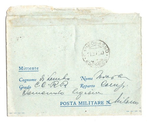FRANCHIGIA MILITARE ESPRESSO DA MILANO A CAMPOLIETO 10-2-1943 - Picture 2 of 2