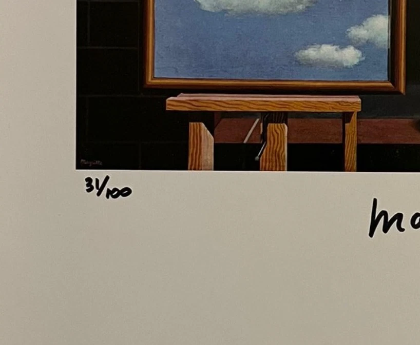 René Magritte, Litografía Original Firmada a Mano con Certificado de Autenticidad y Valoración de $3,500 Foto 4 de 4