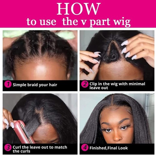 UNice Peruvian Yaki Straight V Part Wig Human Hair Upgrade U Part Wigs Glueless - Picture 14 of 18
