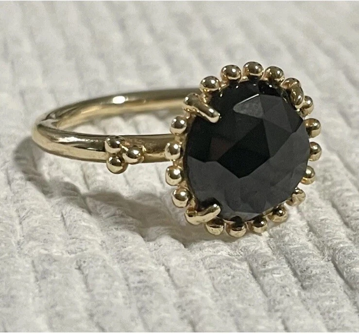 Authentic Pandora 14ct 14k Gold Large Black Spinel G585 ALE Gold Ring  Size 50 - Image 2 of 4
