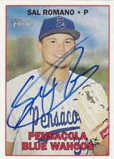 SAL ROMANO PENSACOLA BLUE WAHOOS SIGNED CARD CINCINNATI REDS NEW YORK YANKEES
