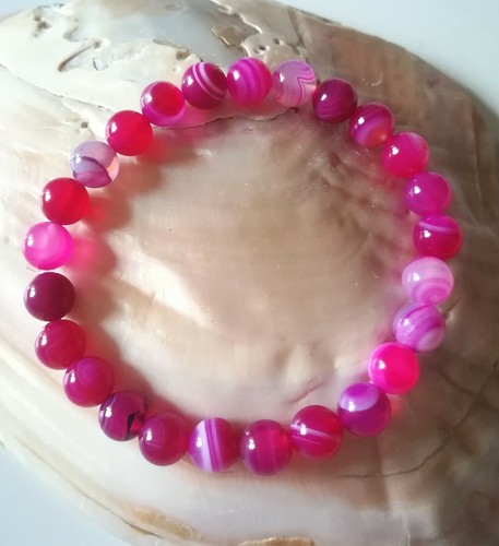 BRACCIALE AGATA STRIATA ROSA NATURALE BY EMERALDESIRE GIOIELLI® REGALO DA DONNA