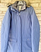 Duluth Down Coat Waterproof Parka Hood Women Large Jacket Wind Fur Blue Gray