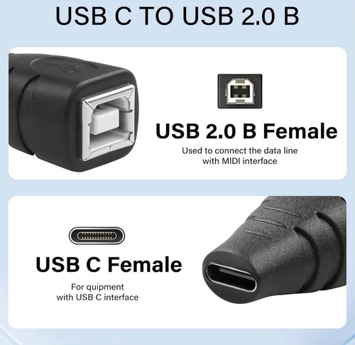 USB C to USB B 2.0 Extension Printer Data Adapter 480Mbps | Female to Female - Picture 7 of 8