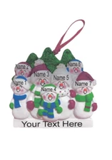 Snowman Family of 7  Personalized Christmas Tree Ornament Holiday Gift
