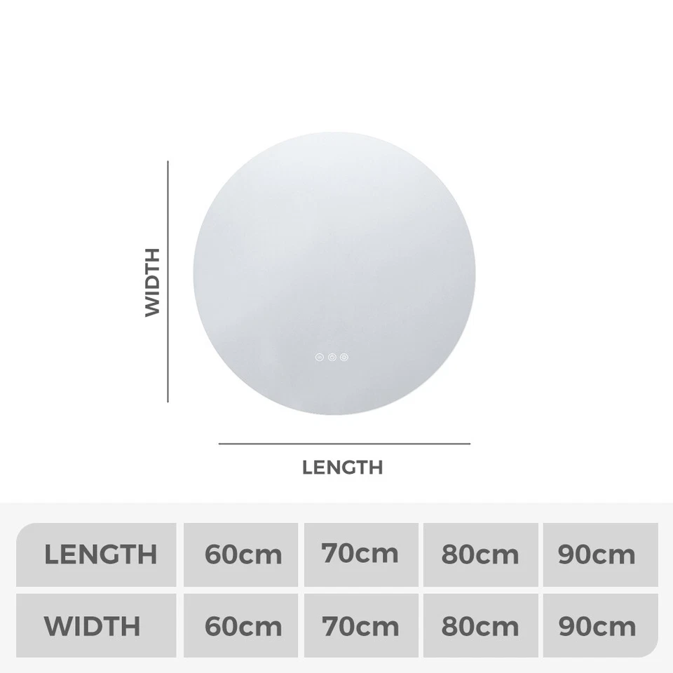 Simplus LED Wall Round Mirror Anti-fog Smart Bathroom Mirrors Large Makeup Light - image 2 of 4