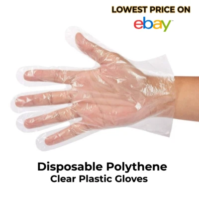 DISPOSABLE GLOVES Disposable Plastic Gloves PE Polythene Clear Catering Food Hairdressing