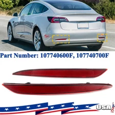 For 2016-2023 Tesla Model 3 Rear Bumper Reflector Light Lamp Tail Light 2pcs Set