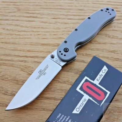 Ontario RAT I Linerlock Folding Knife 3.5'' AUS-8 Steel Blade Gray Nylon Handle