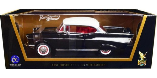 1957 Chevrolet Bel Air Hardtop czarny z białym blatem i czerwonym wnętrzem model 1/18 - Zdjęcie 9 z 12