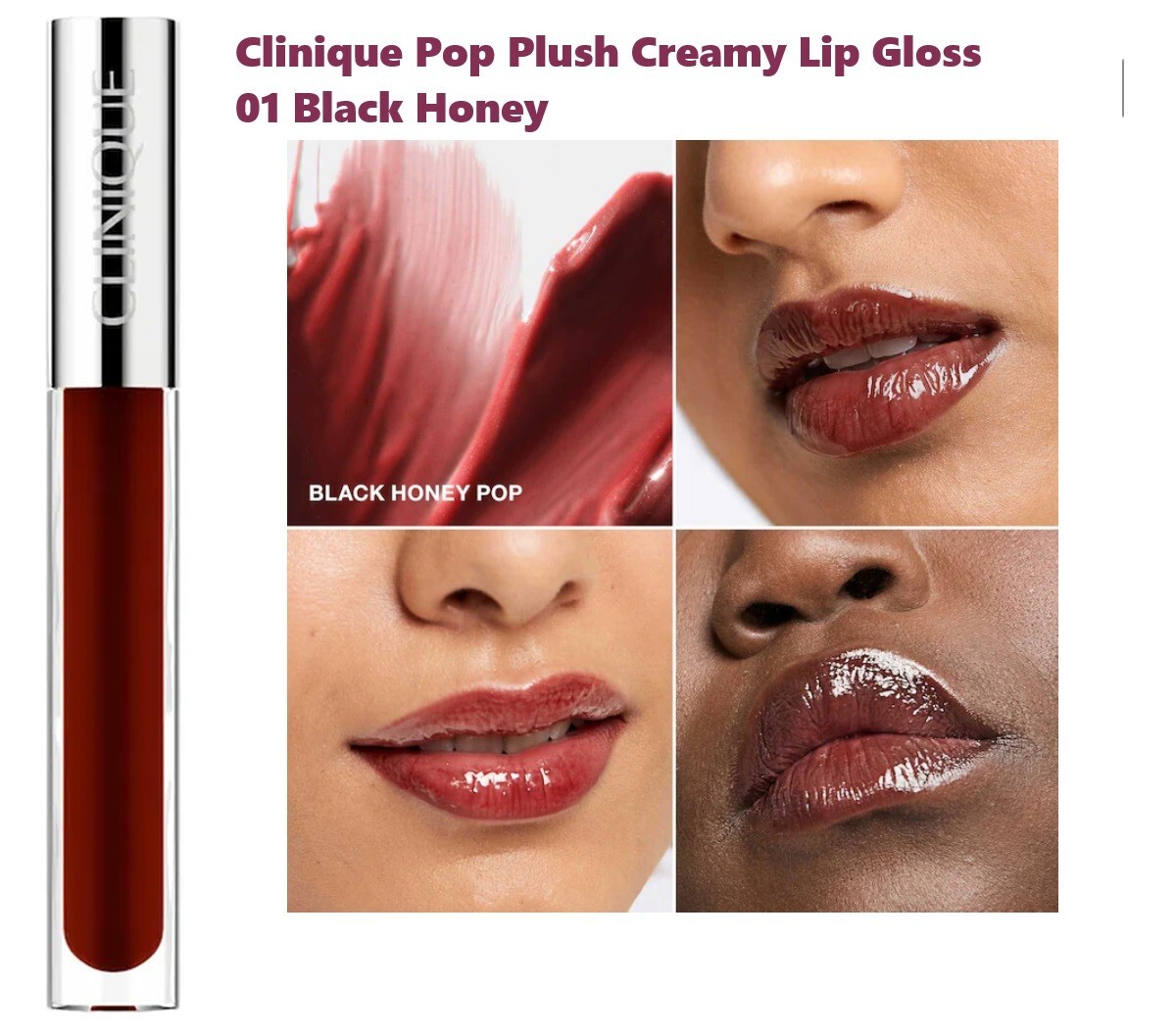 Clinique Pop Plush Creamy Lip Gloss 01 BLACK HONEY 0.11 oz NIB | eBay
