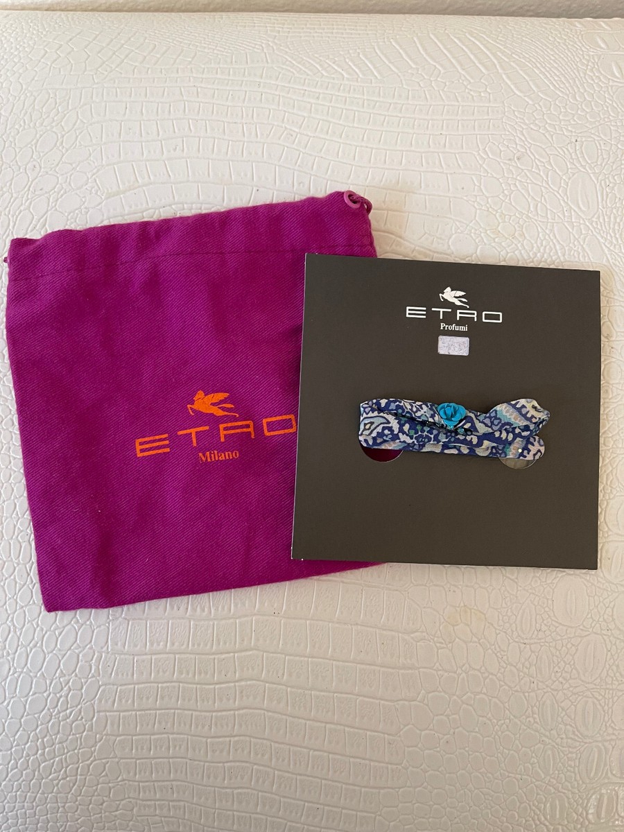 ETRO Milano Made in ITALY HAIR CLIP Fabric with Blue Rose
