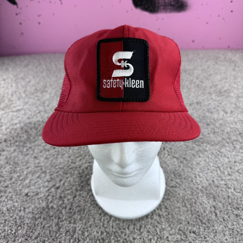 VTG Hat Cap Men Safety Kleen Red Trucker Mesh Foam Snapback Made USA
