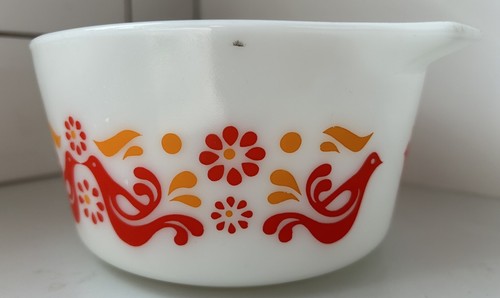 Vintage Pyrex Friendship Orange Red Birds 473 1 QT Casserole Dish, No Lid - EUC - Picture 4 of 10