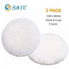 2PCS 7"Hook Loop Auto Wool Buffer Wheels Lambswool Polishing Waxing Buffing Pads