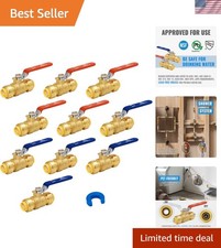 Pack of 10 Lead-Free 1/2 Inch Push-Fit Ball Valves for Easy Plumbing Solutions