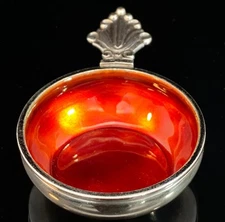 Georg Jensen Dessin Acanthus Sterling Enamel Salt Cellar Dish Denmark