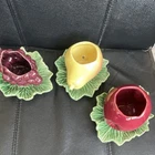 McCoy Ceramic Fruit Planters Set of 3 Grape Pear Apple Glossy Drainage