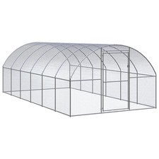 Chicken Coop Silver Galvanized Steel Large Durable Chicken Coop vidaXL