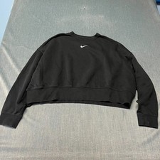Nike Women's Crop Sweatshirt Size L Black Oversized Fleece Pullover