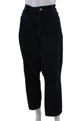 NYDJ Womens Zipper Fly High Rise Dark Wash Clarissa Ankle Jeans Blue Size 18W